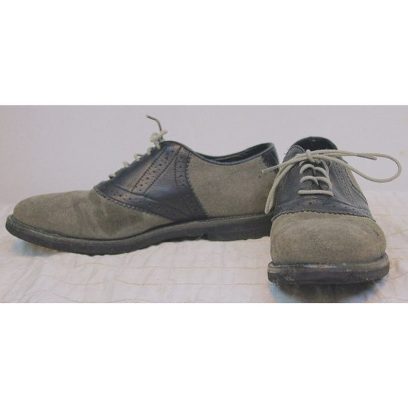 Walk Over Suede Shoes Saddle Grey Black Mens 8.5 Dress Dance Costume Uniform - Picture 4 of 12